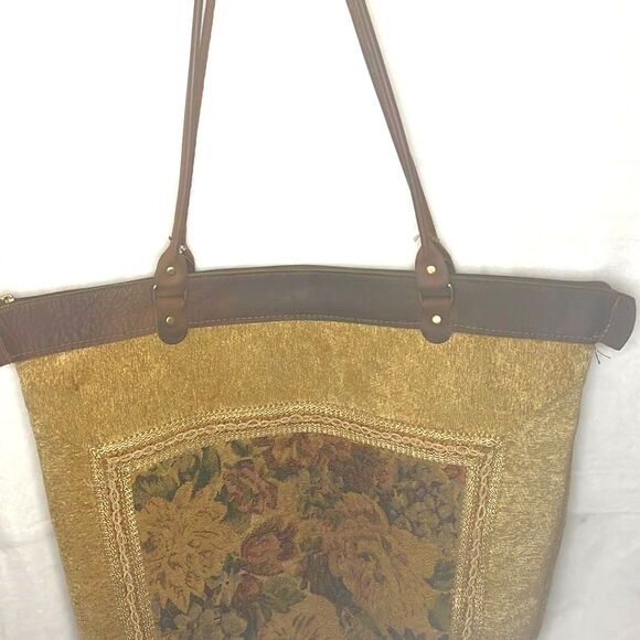 Down Home Leather Large Tapestry Tote - EUC - Picture 2 of 9